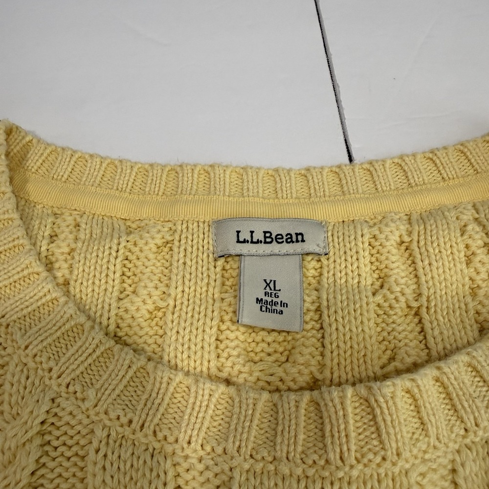 LL Bean Yellow‎ Double L Mixed Cable Crew Neck Pullover Sweater Size XL - Picture 10 of 11